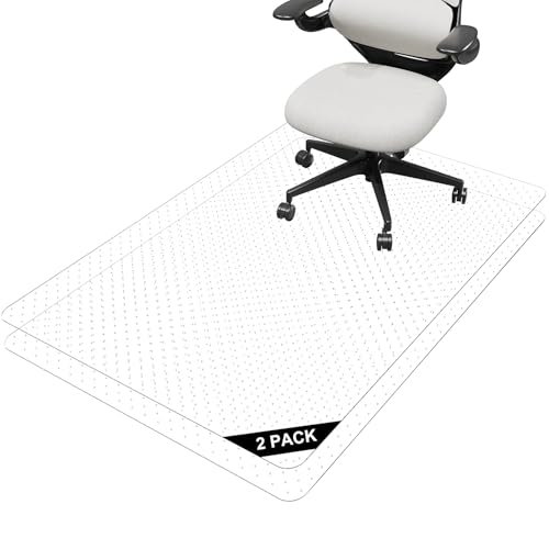 Office Chair Mat for Carpet, 2 Pack, 40" x 48" Heavy Duty PET Desk Chair Mat with Studs, Easy Glide Clear Carpet Protector for Rolling Chairs Home Office, Shipped Flat No Curling - size: 40"x 48" 2pack (for Carpet)