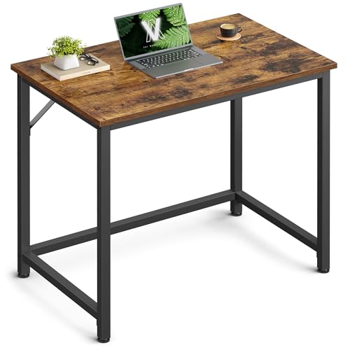 VASAGLE Computer Desk, Office Work Desk, 31.5 x 19.7 x 29.9 Inches, for Study, Bedroom, Home Office, Living Room, Rustic Brown and Ink Black ULWD038B01 | Gaming Desk, Home Office Desk, Modern Basic Style, Metal Frame, Rustic Brown and Matte Black, BARNET