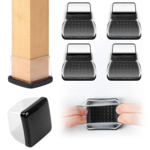 Ezprotekt Chair Leg Sliders for Carpet, 8 Pcs Square Chair Glides for Carpet, Carpet Furniture Pads Stool Leg Protectors Caps, Carpet Furniture Glides Quickly and Easily (XL Fit: 1.5" - 2") - size: Clear-XL