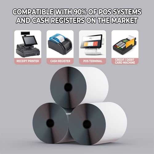 (10 Rolls) 3 1/8 x 230 Thermal Paper Receipt Rolls, Premium Quality Thermal Printer Paper, Receipt Paper Rolls, Fits All POS Cash Registers, BPA Free - size: 10 Rolls, style: 3 1/8" 230