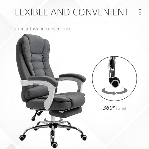 Executive Office Chair with Footrest, Linen-Fabric Computer Chair