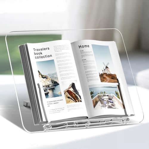 Acrylic Book Stand, Angle Adjustable Book Display Stand,Foldable Cookbook Stand, Lightweight Book Holder for Magazines, Laptop, Recipe, Textbook - size: 13.8 x 10.2 inches