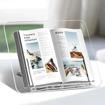 Acrylic Book Stand, Angle Adjustable Book Display Stand,Foldable Cookbook Stand, Lightweight Book Holder for Magazines, Laptop, Recipe, Textbook - size: 13.8 x 10.2 inches