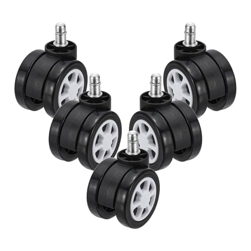 PATIKIL 3 Inch Office Chair Wheel Replacement, 5 Pack Desk Chair Wheels with 7/16" x 7/8" Quite Rolling Caster Wheels 154 Lbs Per Wheel for Wood Floors Carpet, White - color: White