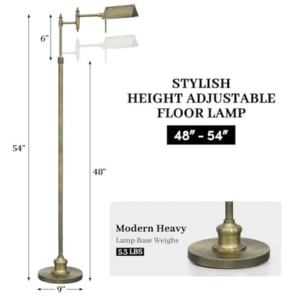 Bairth Bronze Reading Floor Lamp, Dimmable Pharmacy Standing Lamp | 3 Color Temperature, Dimmable, 17W LED, Height Adjustable, 360°Swing Arm, for Living Room, Bedroom, Office, Craft & Sewing - color: Bronze