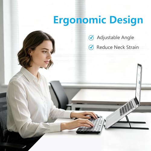 Laptop Stand for Desk, Adjustable Laptop Riser, Silver | Foldable Laptop Stands Travel for 10-17” Laptops, MacBook, Notebook - color: Silver