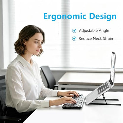 Laptop Stand for Desk, Adjustable Laptop Riser, Silver | Foldable Laptop Stands Travel for 10-17” Laptops, MacBook, Notebook - color: Silver