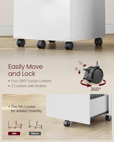 VASAGLE 2-Drawer File Cabinet, Small Rolling Filing Cabinet - color: Snow White, style: Classic