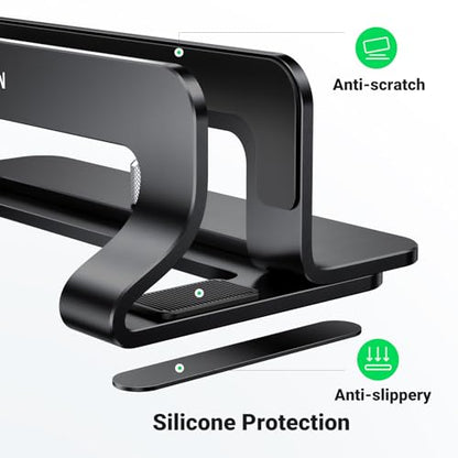 UGREEN Vertical Laptop Stand Holder for Desk Compatible with MacBook Pro, MacBook Air Stand Vertical Aluminum Adjustable for Up to 17.3 Inch Gaming Laptop, Black | Laptop Stand Aluminum PC Holder Compatible with MacBook MateBook Chromebook Surface Dell HP