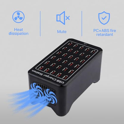 30 Port USB Charger, 150W/30A USB Smart Charger, 30-in-1 Desktop Charging hub, Multi-Port USB Charging Station for Samsung/iPhone/iPad/Google Pixel/Tablets and Other USB Electronics - size: 30Ports-150W