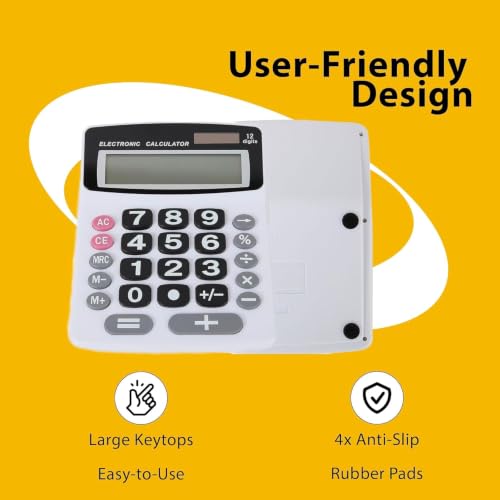 Lily's Home Jumbo 12-Digit Desktop Calculator Set of 2 (Black & White), Solar/Battery Dual Power, Large Tilted LCD Display, Big Button Design, Quiet Operation, for Office, School, Business & Home Use - color: Black&White
