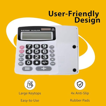 Lily's Home Jumbo 12-Digit Desktop Calculator Set of 2 (Black & White), Solar/Battery Dual Power, Large Tilted LCD Display, Big Button Design, Quiet Operation, for Office, School, Business & Home Use - color: Black&White