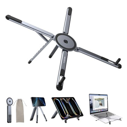 LENTION Laptop Stand, Magnetic Foldable 8-Level Adjustable MagSafe Riser