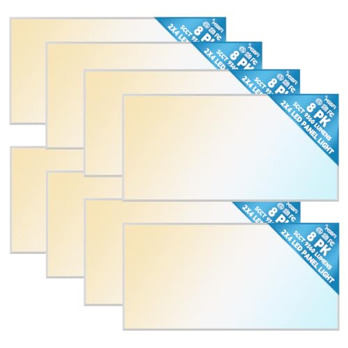2x4 LED Flat Panel Light 8-Pack, Drop Ceiling Fixture, 5 Wattage Selectable (30W/40W/50W/60W/72W), 5 CCT (3000K-6500K), 0-10V Dimmable, ETL Listed/DLC for Office & Kitchen - size: 2x4 8Pack