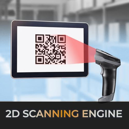 Adesso NuScan 3000 Wireless 2D Barcode Scanner, 3-Mode | Bluetooth/2.4GHz/USB, Handheld CMOS, with Charging Cradle, 12-inch Scan Depth, Made in Taiwan