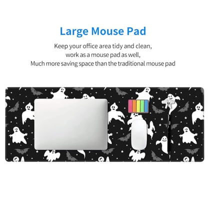 Gothic Ghost Bat Desk Mat, XL Mouse Pad, 31.5 x 11.8 Inch - color: Cute Halloween Ghost Bat Stars
