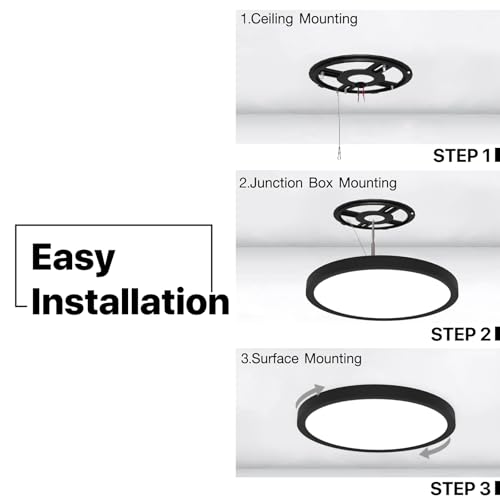 12 Inch Black LED Flush Mount Ceiling Light Fixture (2 Pcs) - color: Black, size: 12inch-2Pack