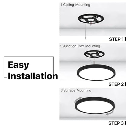 12 Inch Black LED Flush Mount Ceiling Light Fixture (2 Pcs) - color: Black, size: 12inch-2Pack