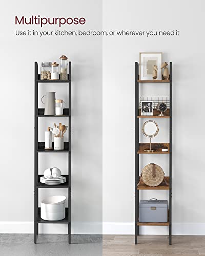 VASAGLE Bookshelf, 5-Tier Narrow Bookcase, Ladder Shelf | For Home Office, Living Room, Bedroom, Kitchen, Ebony Black and Ink Black, BARNET Collection ULLS109B56 - color: Ebony Black + Ink Black, size: 5 Tiers (13.3"W), style: With back panels