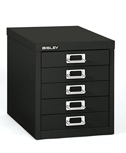 Bisley 5-Drawer Steel MultiDrawer Cabinet - Black - color: Black, size: 5 Drawer