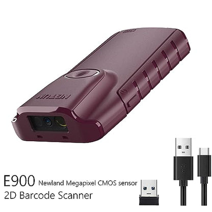 NETUM Bluetooth 2D Barcode Scanner, 3-in-1 Portable QR Bar Code Reader | Automatic Wireless Gun Scan Back Clip Work with Tablet iOS Android Windows MacOS for Warehouse Inventory POS (2D - E900) - size: 2D - E900