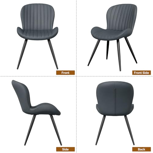 Dining Chairs Set of 6 Modern Fabric Dining Room Chairs Upholstered Dining Chairs with Thick Cushions Metal Legs Armless Back Chair for Kitchen and Living Room Charcoal Gray - color: Charcoal Gray (Fabric), size: Set of 6