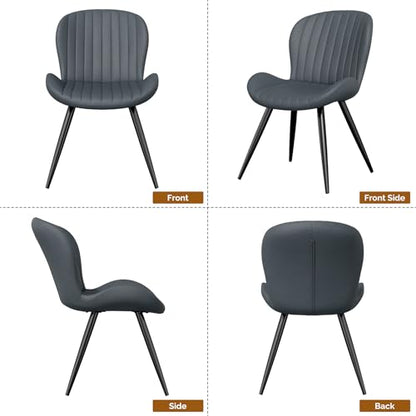 Dining Chairs Set of 6 Modern Fabric Dining Room Chairs Upholstered Dining Chairs with Thick Cushions Metal Legs Armless Back Chair for Kitchen and Living Room Charcoal Gray - color: Charcoal Gray (Fabric), size: Set of 6
