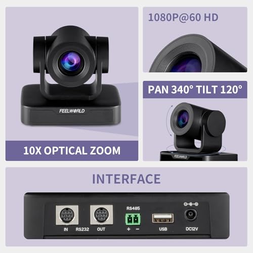 FEELWORLD USB10X 1080p 10X Optical Zoom USB Video Conference PTZ Camera