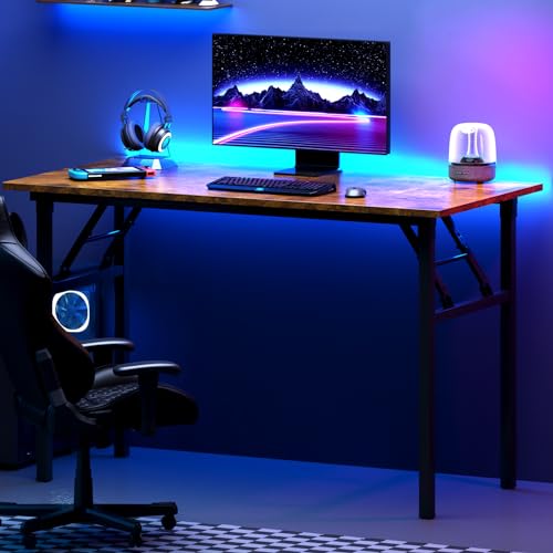 DlandHome 39.4 Inch Small Folding Computer Desk for Home Office, Retro - color: Retro, size: 39 Inches