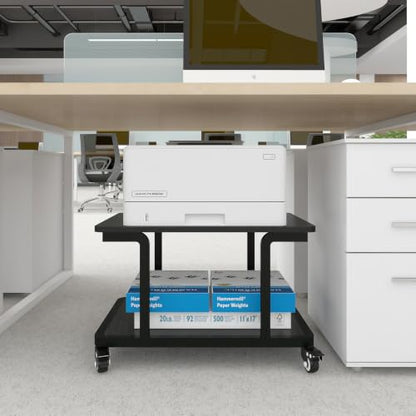 Natwind 2 Tier Laser Printer Stand,24''x20'' Under Desk Printer Cart, Black - color: Black