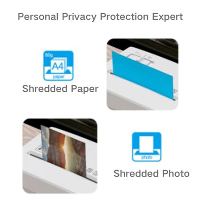 Micro Cut Paper Shredder for Home Office - Mini Electric Desktop Shredder with Cross-Cut, Confidential Document Security for Private/Individual Offices, White & Space-Saving