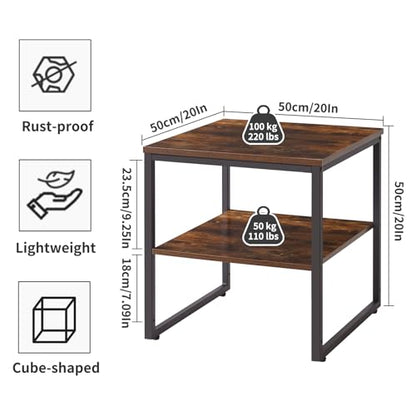 Aibiju Small Table Stand 20 Inch, Multi-Functional Side & Printer Accent Table with Storage Shelf, Rustic Brown YD-TM153H - color: Rustic Brown, style: Basic