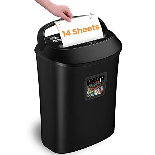 VidaTeco Paper Shredder, 14-Sheet Cross Cut Shredder for Home Office, 6.6-Gallon Bin with US Patented Cutter & Anti-Jam System, Heavy Duty Document Shredder for Credit Cards, CD, Mail & Staples, ETL - size: 14 Sheet