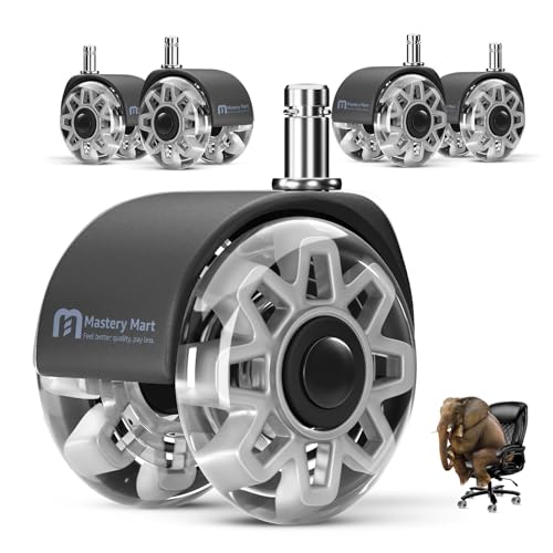 Office Chair Wheels Replacement, 2.5 Inch Heavy Duty Caster Set, for Carpet and Hardwood Floors, Universal Size 11x22mm, Fits 99%, Grey - style: 2.5 inch-Grey