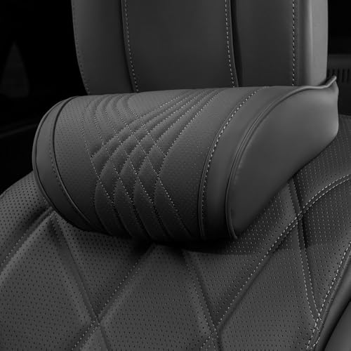 Headrest Car Neck Pillow for Driving Memory Foam Black, 1 Pack | Soft Comfortable Leather Seat Head Rest Pillow Headrest Travel Neck Support Cushion for Most Cars SUV Home Office Chair - color: Black, size: Headrest 1 Pack