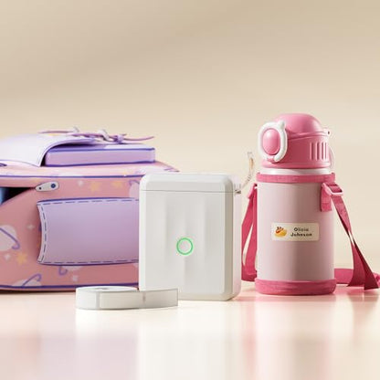 NIIMBOT D110 Label Maker Machine, Bluetooth Thermal Label Printer - color: White, style: Label Machine with 3 Label Tapes