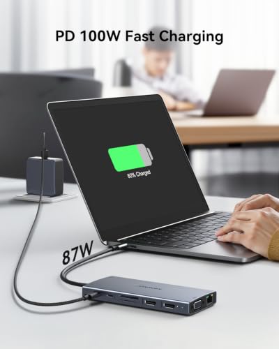 Docking Station Dual Monitor, 15 in 1 Triple Display Multiport Adapter Hub