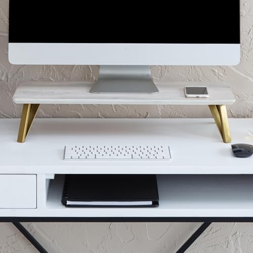 Anji Mountain Monitor Stand for Desk - Desktop Organizer & Laptop Riser, Ergonomic Monitor Riser, Space-Saving, Durable, Easy Assembly & Ideal for Home & Office,White Wash, 24-Inch, Classic - color: White Wash