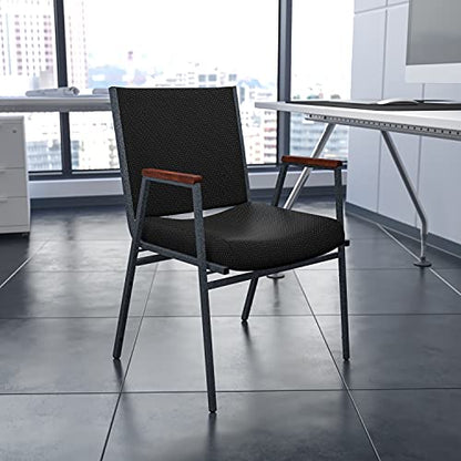 Flash Furniture Hercules Fabric Stack Chair with Arms, Black - color: Black Patterned Fabric, size: Set of 1