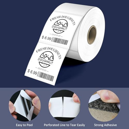 L LIKED 2" x 2" Direct Square Thermal Labels, Perforated QR Code and Barcode Labels & Compatible with Rollo, Zebra and Other Desktop Printers (10 Roll, 7500 Labels) - size: 2"x2"-10 Rolls