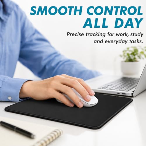 Mouse Pad 11 x 8.7 in, Smooth & Stable Mousepad with Stitched Edges and Non-Slip Base, Smooth Cloth Surface Computer Black Mouse Pad. Clean Desk Essential for Work, Study & Home Office - color: Black - Standard - 1 Pack