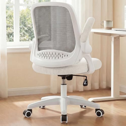 NEO CHAIR Office Desk Chair, Ergonomic Mesh with Flip-Up Armrests, Ivory - color: Ivory