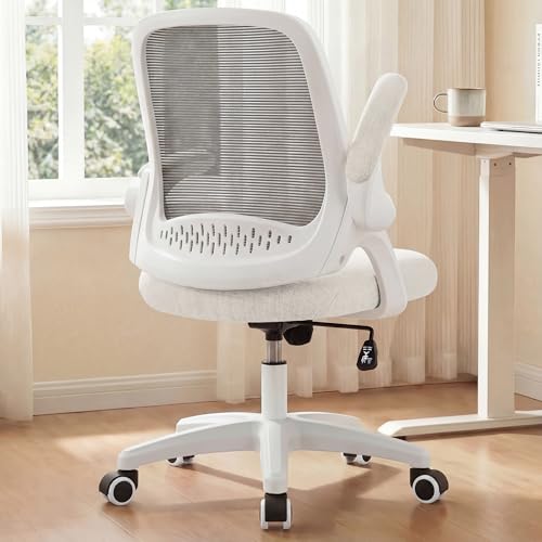 NEO CHAIR Office Desk Chair, Ergonomic Mesh with Flip-Up Armrests, Ivory - color: Ivory