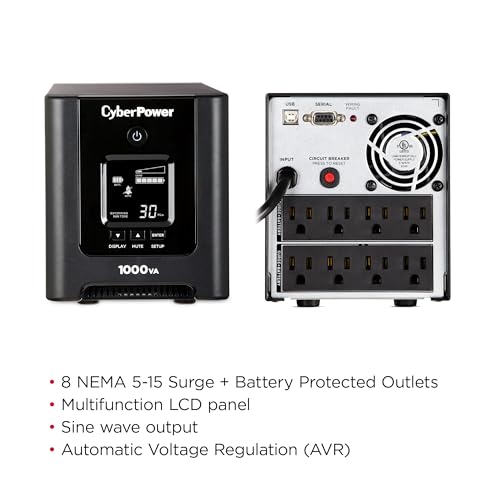 CyberPower OR1000PFCLCD PFC Sinewave UPS Battery Backup and Surge Protector - size: 1000VA