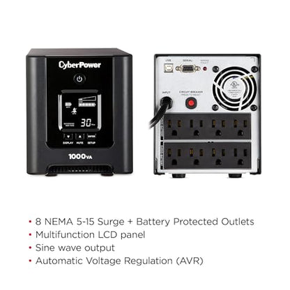 CyberPower OR1000PFCLCD PFC Sinewave UPS Battery Backup and Surge Protector - size: 1000VA
