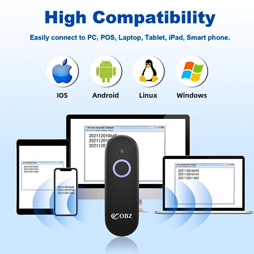 Mini 2D Bluetooth Barcode Scanner 2.4G Wireless Barcode Scanner, 3-in-1 Portable 1D 2D QR Code Scanner Work with iOS Android iPhone iPad Tablet Windows PC POS for Store Warehouse Inventory Library - style: Mini Portable Scanner