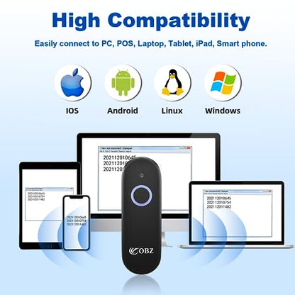Mini 2D Bluetooth Barcode Scanner 2.4G Wireless Barcode Scanner, 3-in-1 Portable 1D 2D QR Code Scanner Work with iOS Android iPhone iPad Tablet Windows PC POS for Store Warehouse Inventory Library - style: Mini Portable Scanner