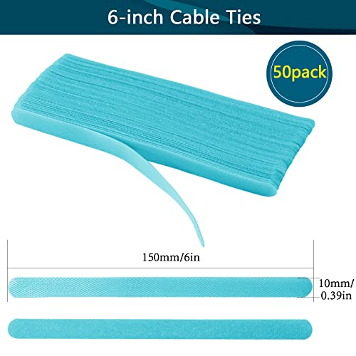 50PCS Reusable Cable Ties Adjustable，Fastening Microfiber Cloth Used for Computer Link Cable Cord Management USB Cable Cable Ties (light blue) - color: Light Blue