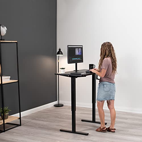 VIVO Manual Height Adjustable 43 x 24 inch Stand Up Desk, White Solid One-Piece Table Top, Black Frame, Standing Workstation with Foldable Handle, DESK-KIT-MB4W - color: White Top / Black Frame, size: 43" x 24"