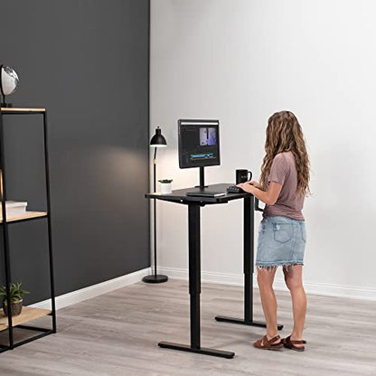 VIVO Manual Height Adjustable 43 x 24 inch Stand Up Desk, White Solid One-Piece Table Top, Black Frame, Standing Workstation with Foldable Handle, DESK-KIT-MB4W - color: White Top / Black Frame, size: 43" x 24"